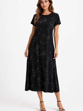 ✨ Elegant Black Floral Dress | Timeless Garden Chic✨